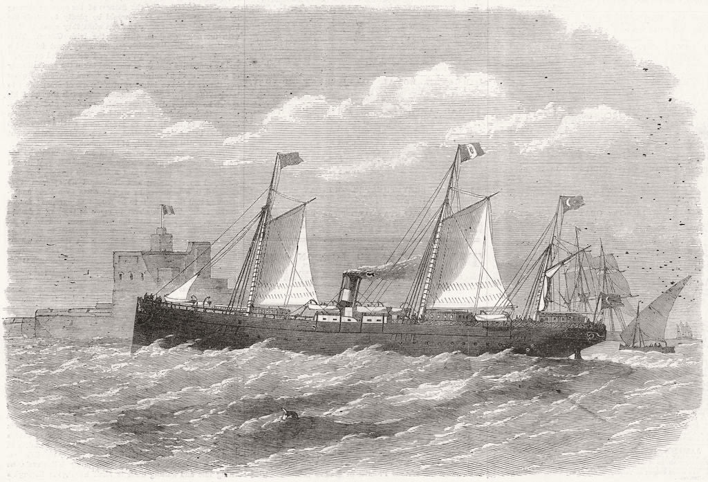 SHIPS. Cairo ship of Brindisi-Alexandria line 1869 old antique print picture